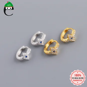 

ElfoPlataSi 925 Sterling Silver Minimalist Geometric Tiny 7mm Eye CZ Hoop Earring For Women Fashion Jewelry Accessory DA739
