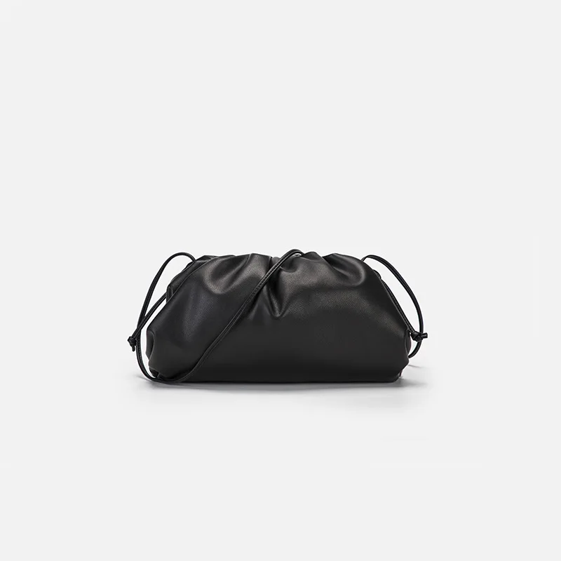 Кожаная женская сумка в форме облака, сумка на одно плечо, маленькая сумка через плечо, складывающаяся ручная сумка, мягкая кожа, маленькая сумка из коровьей кожи - Цвет: Small Size Black