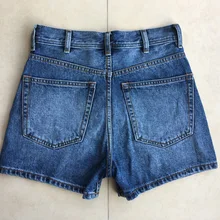 Синие короткие джинсы женские с высокой талией Прямые шорты из джинсовой ткани Лето Новинка
