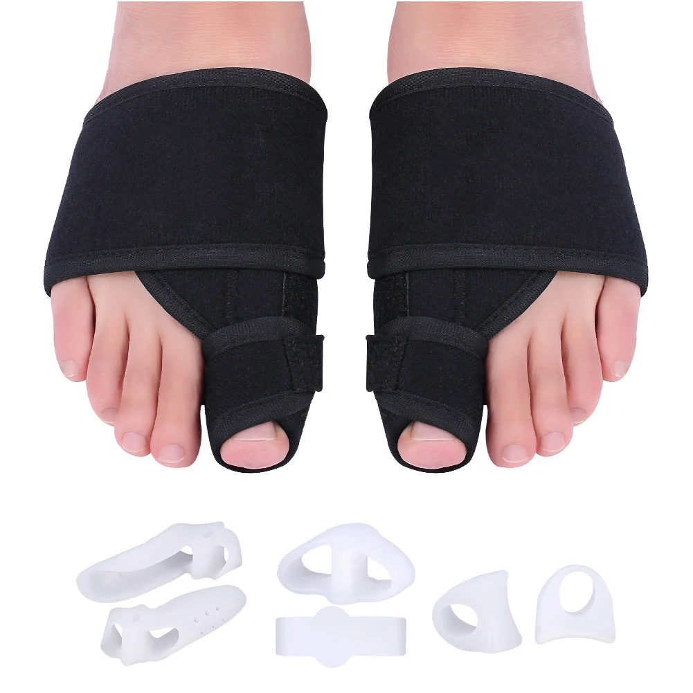 Регулируемый Выпрямитель для пальцев ног с 3 парами силиконовых разделителей для ног, облегчающих боль при вальгусной деформации, корректор для мужчин