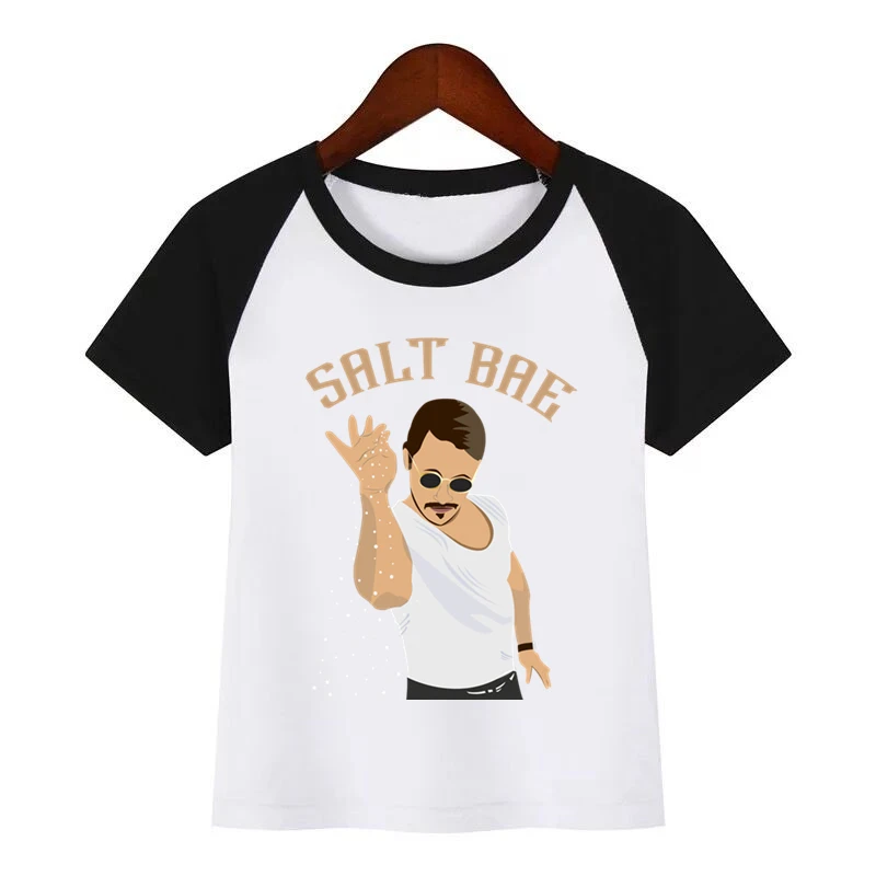 Новая детская футболка с принтом «SALTBAE» с героями мультфильмов; детская забавная одежда для малышей; детская летняя футболка
