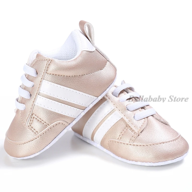 Kids Shoes For Girls Boys Sneakers Casual Shoes Sports Striped Pu Leather Baby Toddler Walking Infant