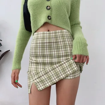 

Korean Colored Plaid Skirt Women 2020 Student Chic Short Skirts Fashion Sexy Mini Skirts Spring Summer Female Skirts