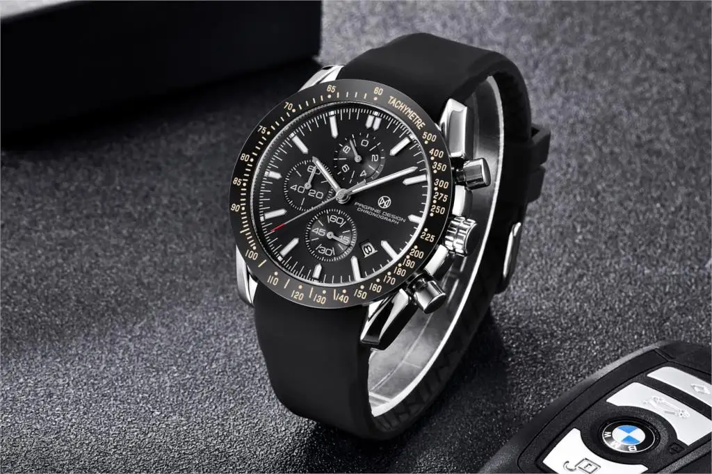 Pagrne Design 2021 New Men's Quartz Watch Rubber Wrist Strap Men's Waterproof Watch Luxury Brand Men's Sports Military Clock
