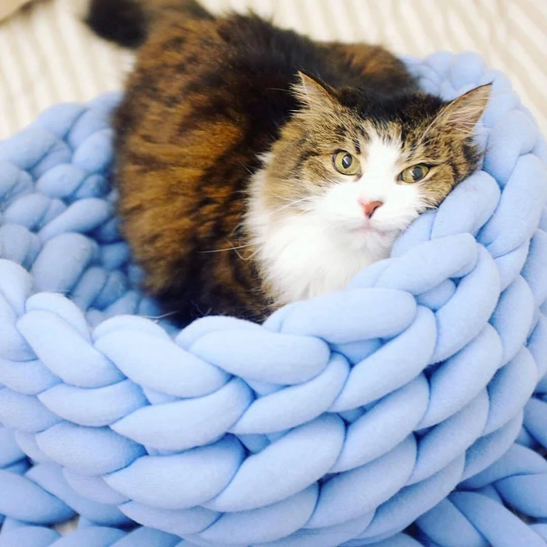 Хлопковые большие домашние собаки кошки кровать мягкая теплая вязание питомник коврик щенок Подушка Дом