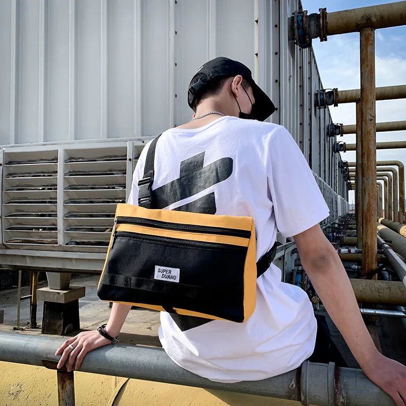 

Popular Brand Single-shoulder Canvas Bag Men's Reflective Fixed Gear Poor Bag Hong Kong Style Satchel Locomotive Ride Luggage Ob