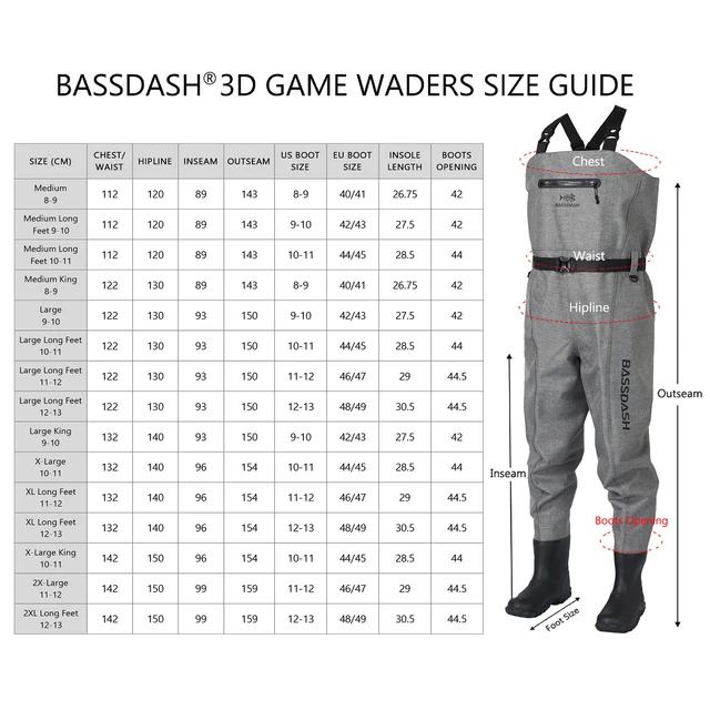 Bassdash 3D Boot Foot Game Wader Heather Grey Ultra High Strength