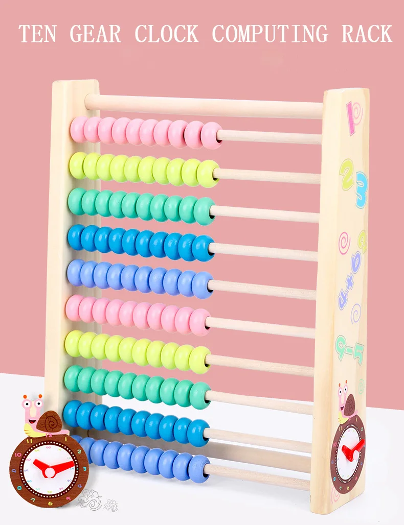 Montessori Wooden Abacus Baby Math Toys 