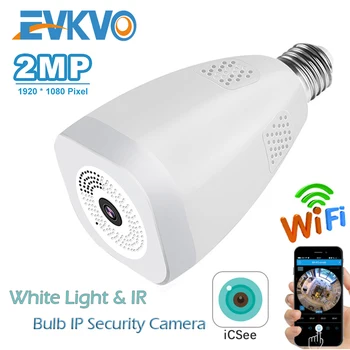 

EVKVO 1080P 360° Panoramic Wifi IP Camera 2MP HD LED Light Bulb Home Wireless P2P Audio Video CCTV Security Surveillance Camera