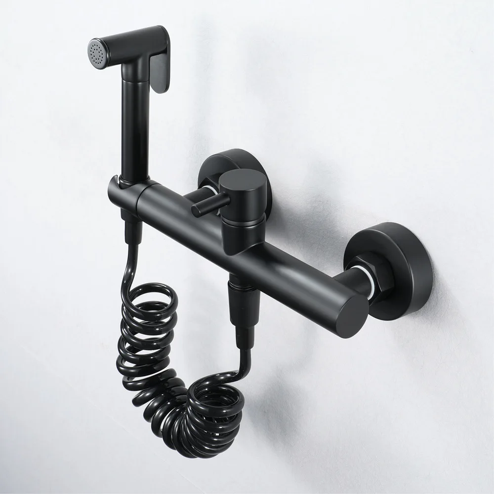 

Hideep Black And White with Pattern Health Faucet Hot And Cold Set tong long tou Chamber Pot Flusher Leading HI09013A