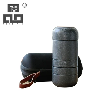 

TANGPIN black crockery ceramic teapot with 4 cups a tea sets portable travel tea sets drinkware