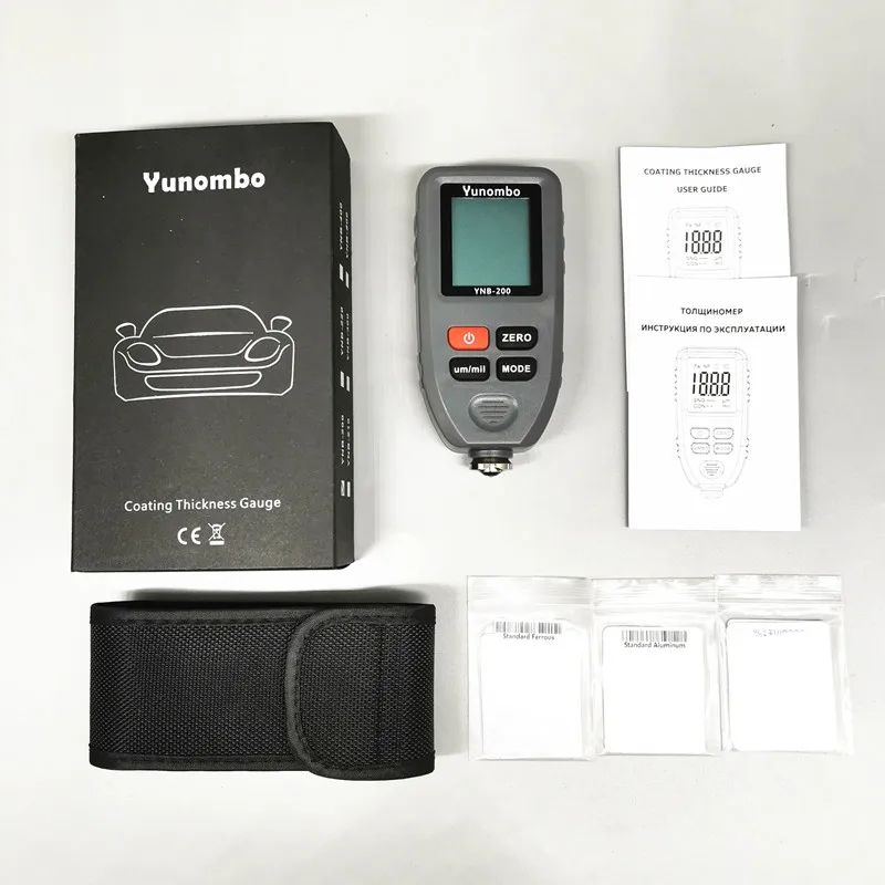 Grey Color Yunombo цифровой дисплей автоматический измеритель толщины краски автомобиля фильм Толщина тестер толщины покрытия толщиномер с английским русским руководством - Цвет: Grey Color