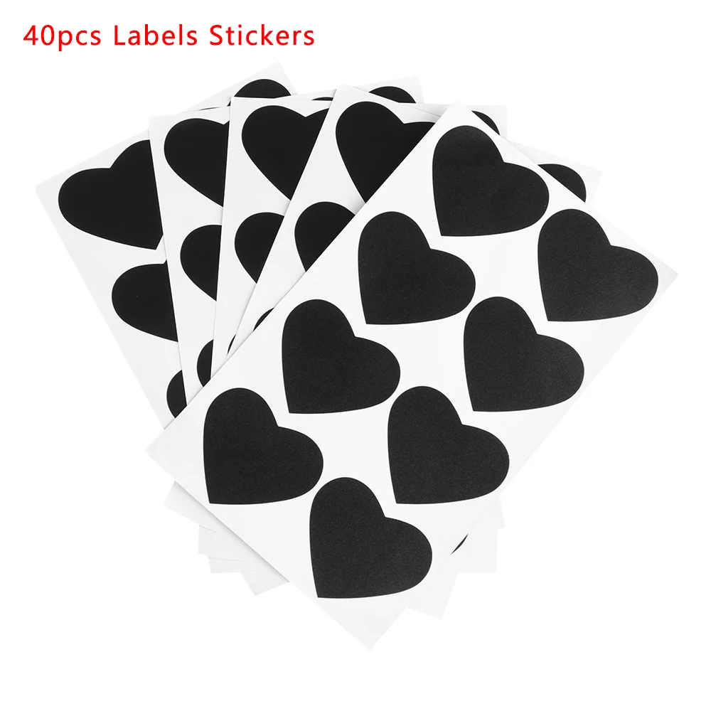40pcs Stickers 40/80 шт./компл. «любящее сердце» Водонепроницаемый доске этикетки Кухня специй этикетка Стикеры s Варенье Jar ярлыки на бутылки этикетки для досок Стикеры - Цвет: 40pcs Stickers