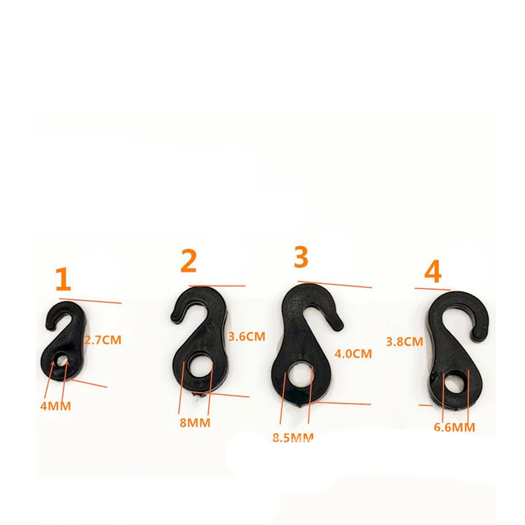 10Pcs/set Plastic Fasten Hook Carabiner for Tent Awning Tie Rope Bungee Cord End