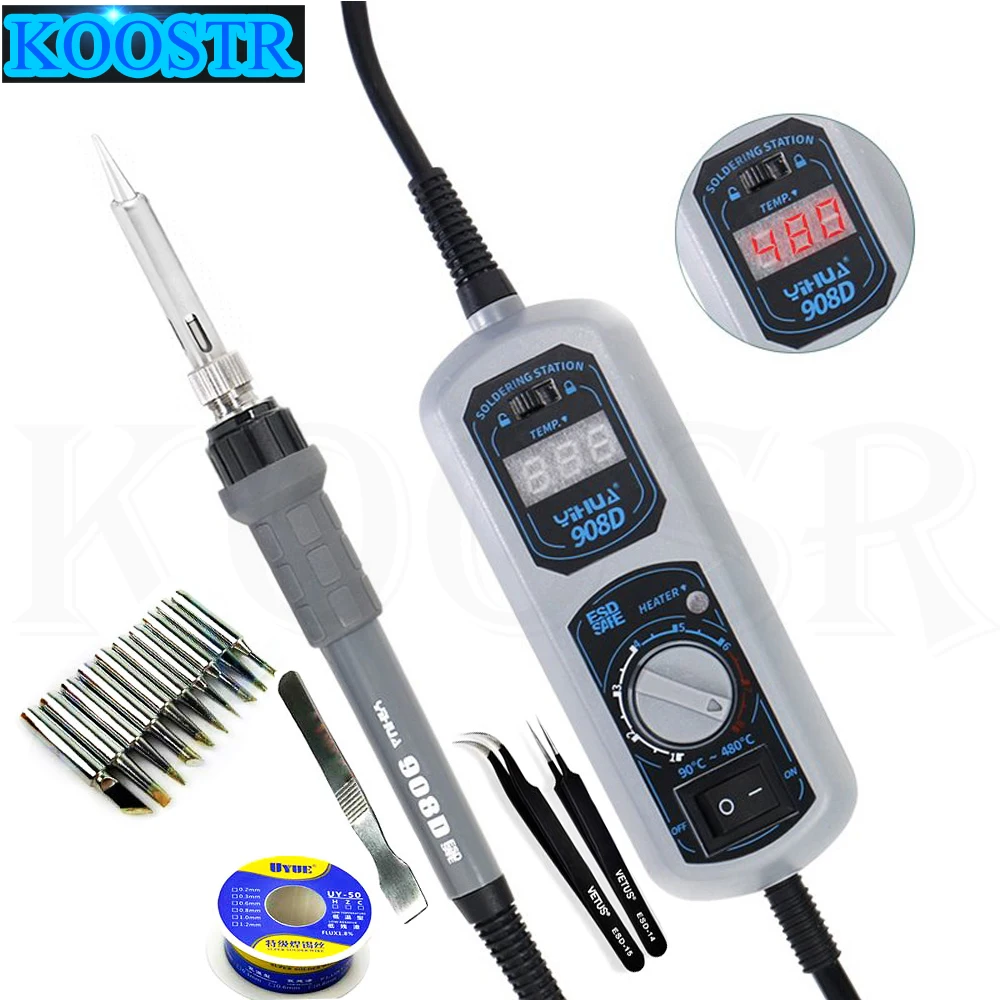 

YIHUA 908D original soldering iron 220V/110V temperature adjustable soldering iron digital display soldering station