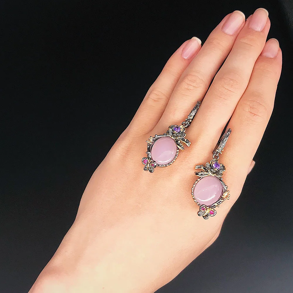 Pink stone earrings (5)