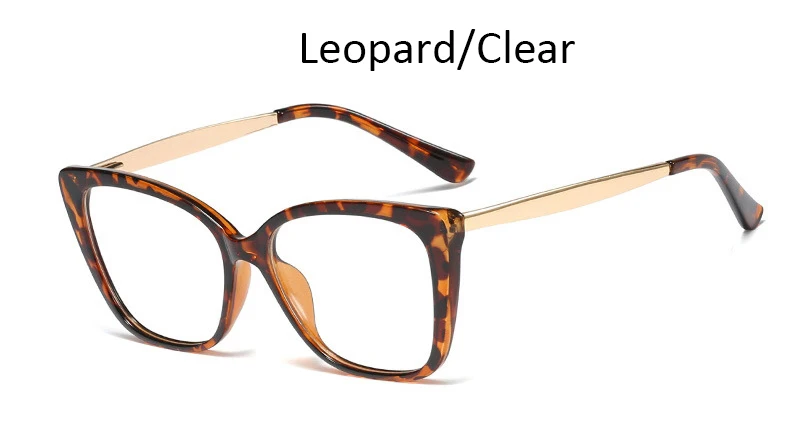 Leopard Clear Сексуальная Женская оправа для очков, модная металлическая оправа, брендовая дизайнерская оправа для очков, женские титановые прозрачные линзы, оправа для очков - Цвет оправы: Leopard Clear