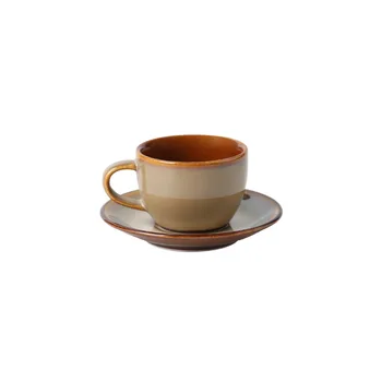 

KINGLANG Italy Ceramic Espresso Coffee Mug with Saucer 100ml Cup Handmade Porcelain Mug