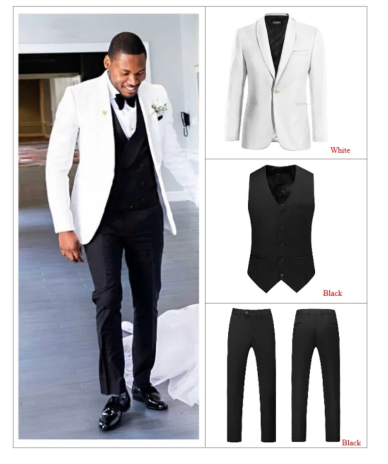 Traje De Hombre Blanco Hombres Trajes De Boda Pantalon Negro 2020 Hermoso Traje De Verano Slim