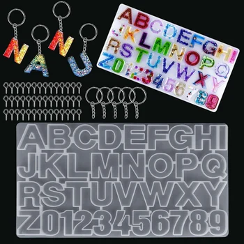 

56Pcs Alphabet Letter Number Silicone Epoxy Resin Mold for Making Keychain Necklace Jewelry Pendant DIY Crafts
