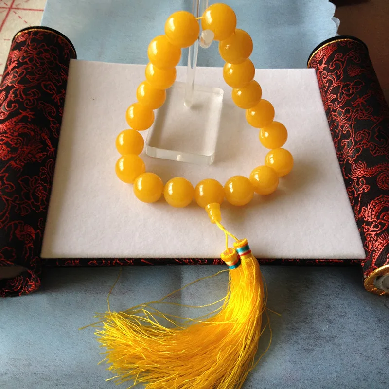 

18mm Quality Golden agate prayer Bead Bangle meditation 18 bead spirit peace