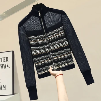 

Zip Personality Open-Knit Sweater Zipper Sweater Women 2020 New Loose-Fit Outer Pullover Turtleneck Pull Femme Nancylim