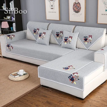 

Lovely cartoon flocking green coffee cotton weaving sectional sofa cover for living room fundas de sofa couch covers cama SP5468