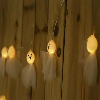 

10 LED Halloween Paper Lantern Glowing Ghost Face Handheld Lantern Ghost Festival Scene Decor Light String Party String Light