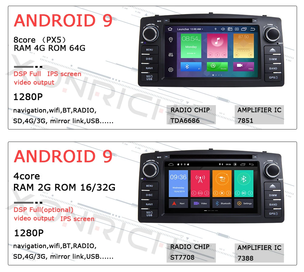 Top DSP 4GB 64G Android 9.0 Car DVD Player For Toyota Corolla E120 BYD F3 2 Din Car Multimedia Stereo GPS AutoRadio Navigation 8Core 3
