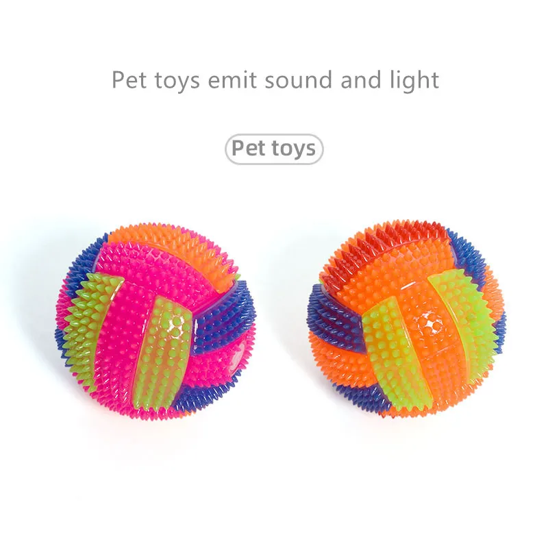 

1pc Pet Chew Toy Colorful Soft Rubber Luminous Cat Dog Chewing Throwing Elastic Ball Toy Interactive Toys for Dogs Random Color
