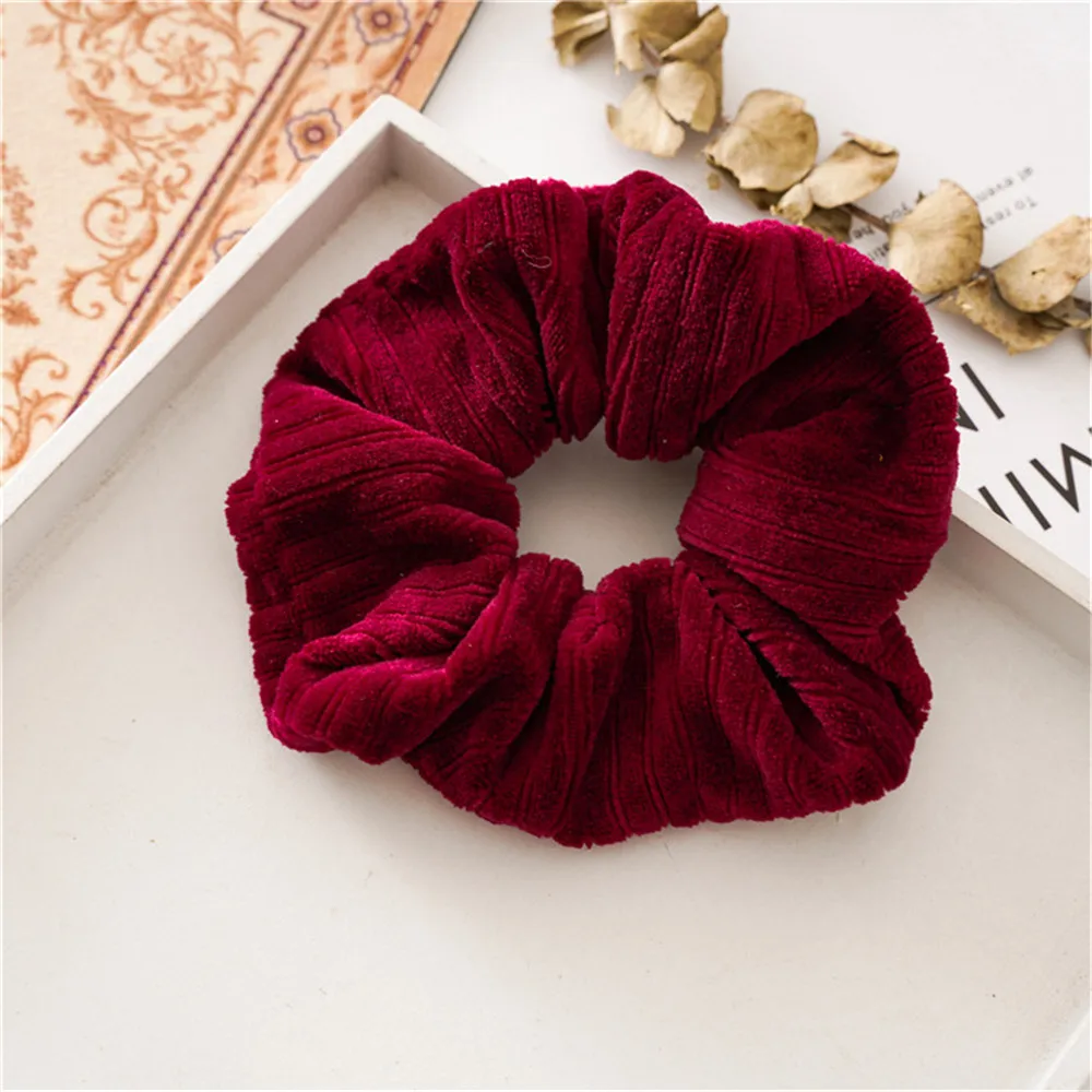 Wine red Новые рождественские золотые бархатные резинки для волос, прочные резинки для волос для девочек, резинки для конского хвоста - Цвет: Wine red
