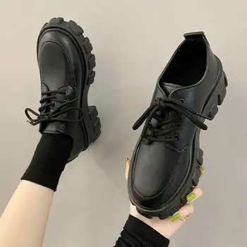 Botas De plataforma para Mujer, calzado grueso con tacón Delgado, Botas Punk negras, aumento De altura, para otoño, 2020