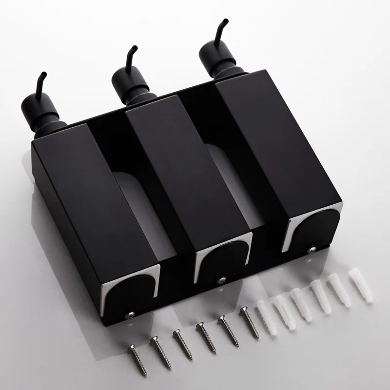 3Pcs Soap Dispenser set Wall mounted Black bathroom Hand Liquid Soap holder soap dispenser 304 Stainless Steel Shampoo bottles 3Pcs Soap Dispenser set Wall mounted Black bathroom Hand Liquid Soap holder soap dispenser 304 Stainless Steel Shampoo bottles