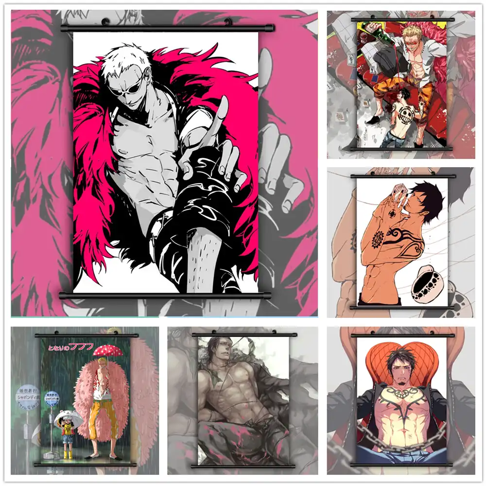 One Piece Doflamingo Coccodrillo Trafalgar Law Anime Manga Wall Poster Scroll Painting Calligraphy Aliexpress