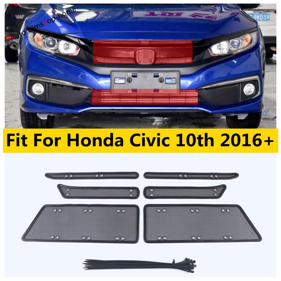 

Middle Insect Screening Mesh Front Grille Insert Net Anti-mosquito Dust Fit For Honda Civic 10th 2016 - 2021 Accessories