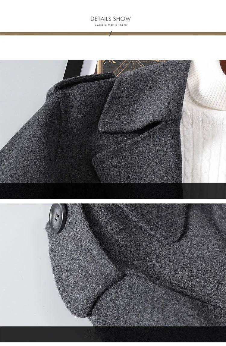 PViviYong Новое поступление зимнее высококачественное двустороннее шерстяное пальто для мужчин, мужская куртка ручной работы 88911