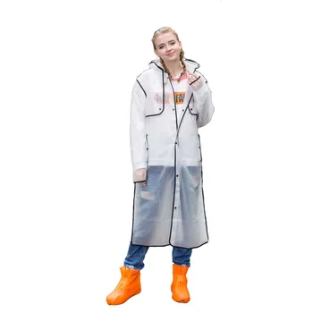 

Fashionable EVA Long Rain Poncho Boys Girls Gender Clear Adult Portable Unisex EVA Light Raincoat With Hoods And Sleeves