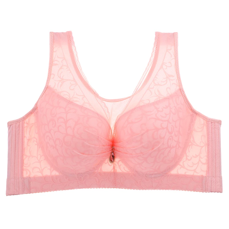 Pink 34/46 C D DD размера плюс бюстгальтер для женщин большой размер кружева пуш-ап здорового размера плюс бюстгальтер нижнее белье - Цвет: Pink