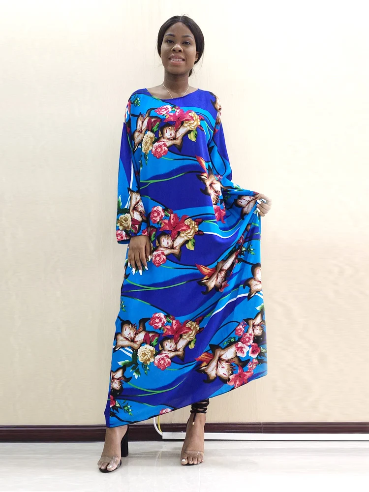 Новейшее поступление из Африки модные Дашики халат женские цветочные с длинным рукавом элегантные вечерние платья с шарфом