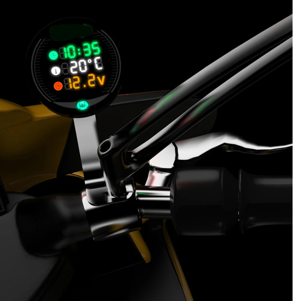 Alconstar-3в1 черный Универсальный мотоцикл Многофункциональный светодиодный цифровой вольтметр часы метр термометр дисплей инструмент