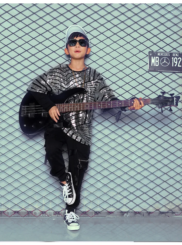 Children Hip Hop Performance Wear Children DJ Rock And Roll Hip Hop Dance Costume Drum Kit Guitarist Playing Clothing