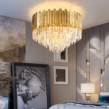 

Modern Gold Round Ceiling Chandelier Lighting For Bedroom Living Rooom Home Decoration Lamp Luxury Cristal Lustre Indoor Fixture