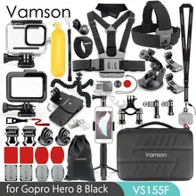 Vamson набор аксессуаров для GoPro Hero 8 черный водонепроницаемый корпус чехол на голову нагрудный ремень велосипедный зажим Крепление для Gopro Hero 8 VS155