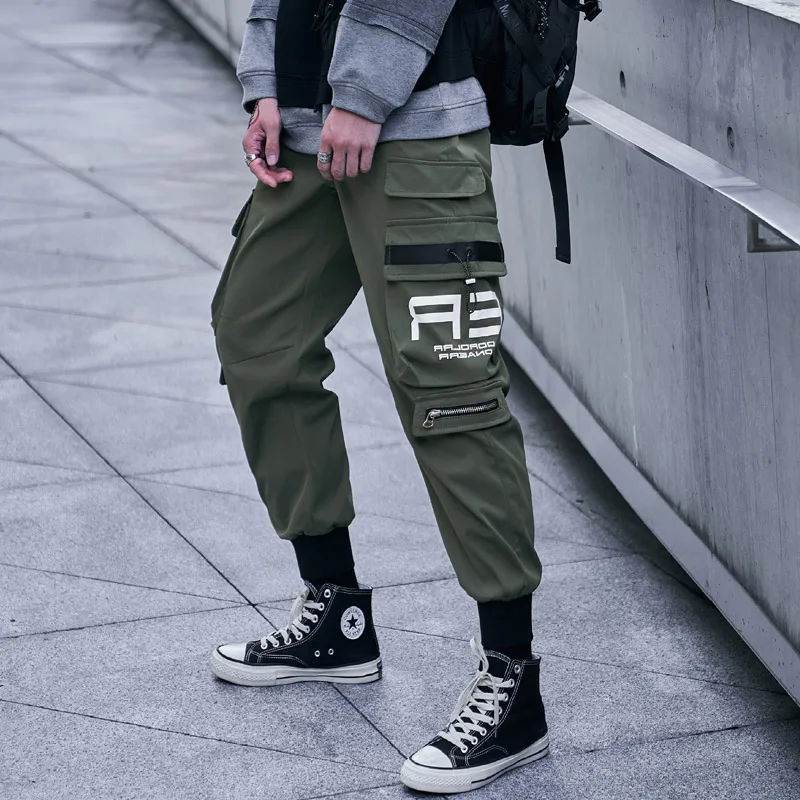 Men Hip Hop Cargo Pants Fashion Harajuku Harem Pant Black Streetwear Joggers Sweatpant Multi-Pocket Casual