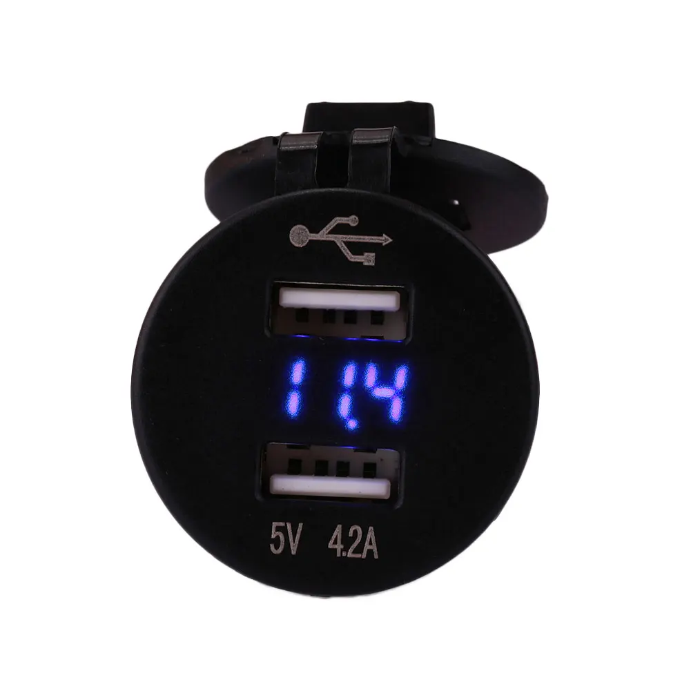 4.2A Dual USB Car Mount Cigarette Lighter Socket Splitter Charger With Voltmeter