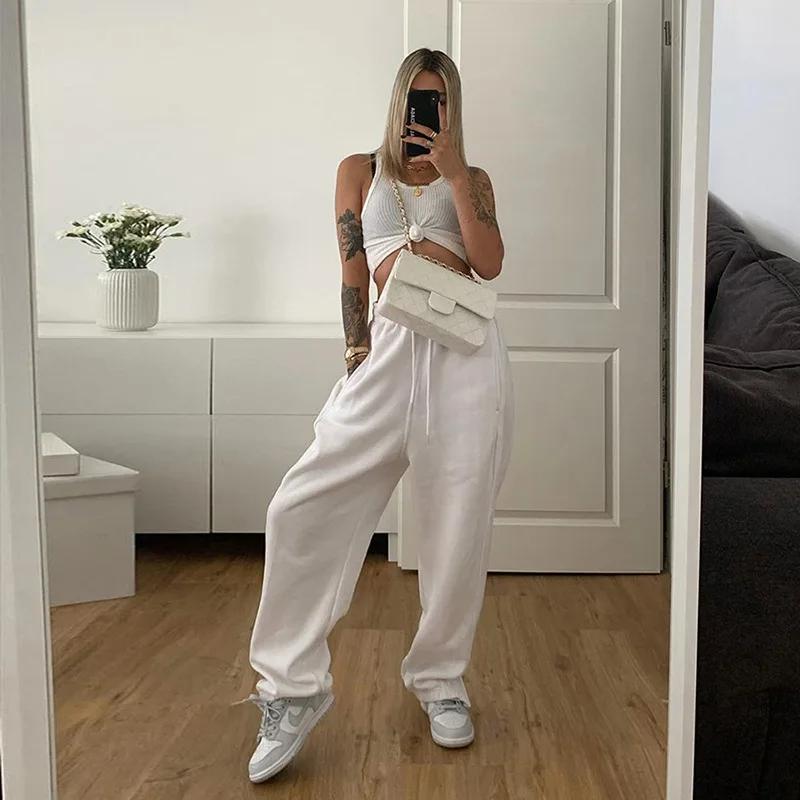 Joggers Women White Hip Hop Pants 2020 Autumn New Women's High Waist Ankle Banded Pants Loose Street Fashion Casual Harem Pants