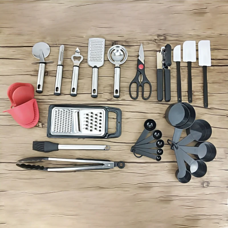 ATUCOHO Cooking Utensils Complete Tools Spoon Utensils Cookware Stainless Steel Nylon Non-Stick Spatula Set Kitchen Supplies