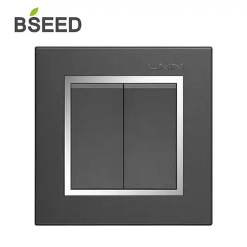 

BSEED 2 Gang EU Standard Grey Plastic Switch 86*86mm LMN Wall Switch For Home Decoration