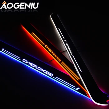 

LED Door Sill Scuff Plate Protector Compatible For JEEP CHEROKEE KJ 2001-2008 Door Sill Dynamic Streamer Lights Car Accessories