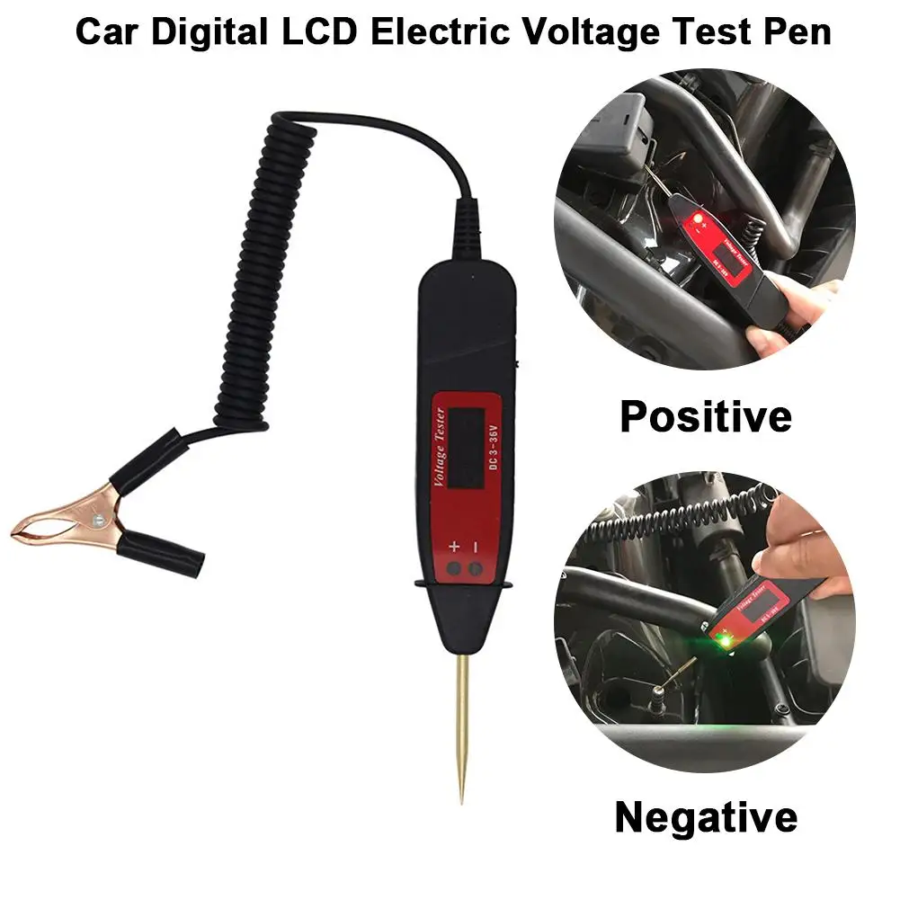 Car Digital LCD Circuit Tester Automobile Maintenance Voltage Test Pen